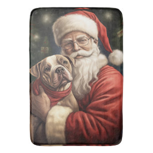 Alfombrilla De Baño Navidades de American Staffordshire con Santa Clau