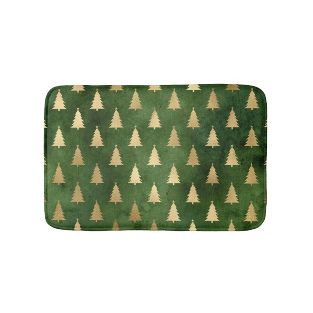 Alfombrilla De Baño Navidades de Boho Green Gold Trees (Anverso)