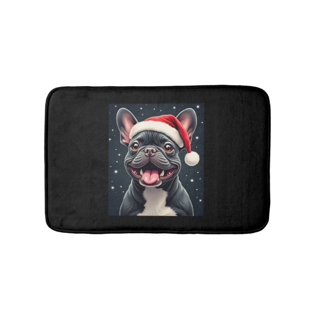 Alfombrilla De Baño Navidades de Bulldog franceses lanzan camiseta (Anverso)