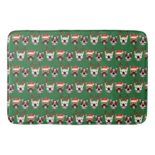 Alfombrilla De Baño Navidades de Bulldoges franceses de Merry Woofmas