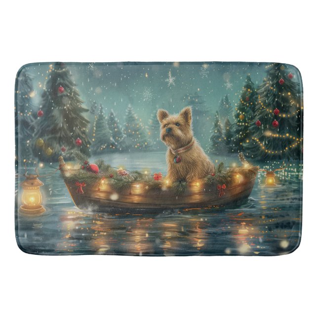 Alfombrilla De Baño Navidades de Cairn Terrier disfrutan de un viaje f (Anverso)