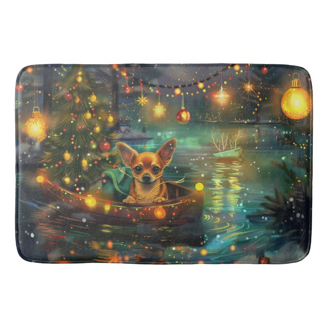 Alfombrilla De Baño Navidades de Chihuahua disfrutan su viaje festivo (Anverso)