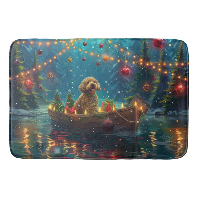 Alfombrilla De Baño Navidades de Goldendoodle (Anverso)