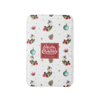 Alfombrilla De Baño Navidades de invierno de pájaro desviados Titmouse