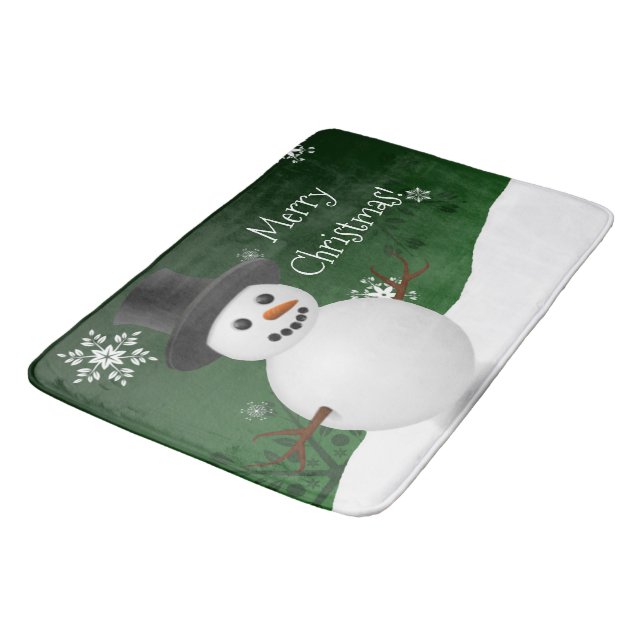 Alfombrilla De Baño Navidades de invierno de Snowman verde Bath Mat (Angular)