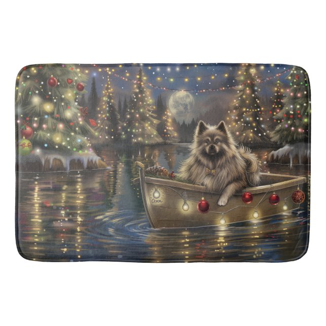 Alfombrilla De Baño Navidades de Keeshond Voyage festivo (Anverso)
