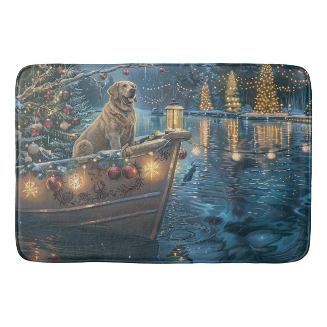 Alfombrilla De Baño Navidades de Labrador: Viaje festivo (Anverso)