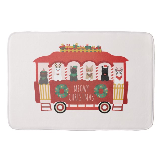 Alfombrilla De Baño Navidades de los gatos Trolly Meowy (Anverso)