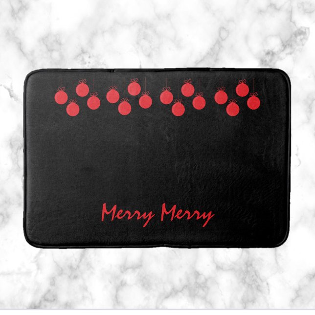 Alfombrilla De Baño Navidades de Ornamentos de Cute Merry Red Ball (Subido por el creador)