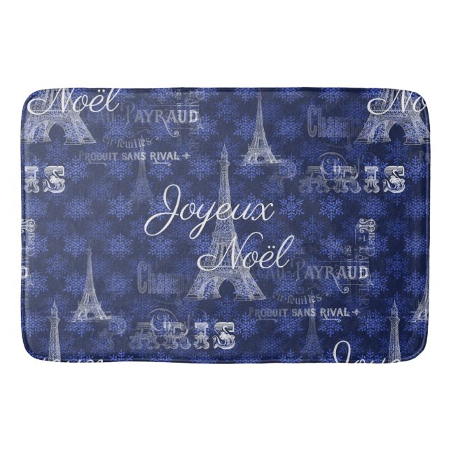 Alfombrilla De Baño Navidades de Paris Joyeux Noel Bathmat Blue (Anverso)