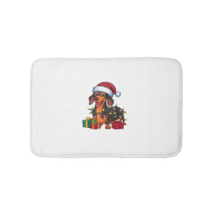 Alfombrilla De Baño Navidades de perros de Santa Hat Dachshund que ilu