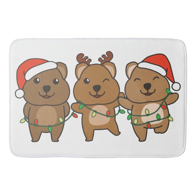 Alfombrilla De Baño Navidades de Quokka Navidades Animales Cute Quokka (Anverso)