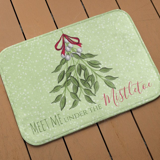 Alfombrilla De Baño Navidades de vacaciones musicales de moda Personal (Meet me under the mistletoe holiday bath mat)