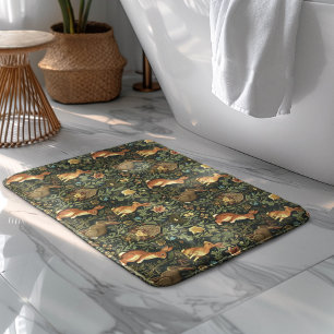 Alfombrilla De Baño Navidades de William Morris Woodland Floral Rabbit
