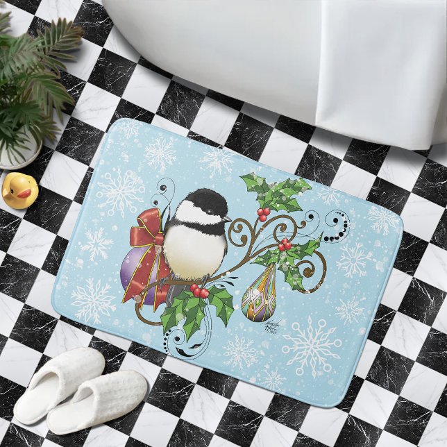 Alfombrilla De Baño Navidades de Winter Chickadee (Subido por el creador)