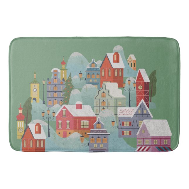 Alfombrilla De Baño Navidades de Winter Town (Anverso)