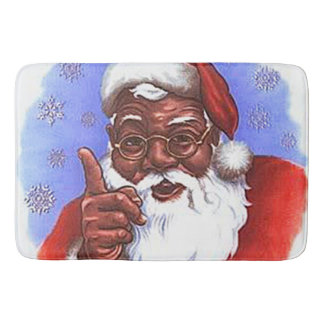 Alfombrilla De Baño Navidades del Papá Noel afroamericano