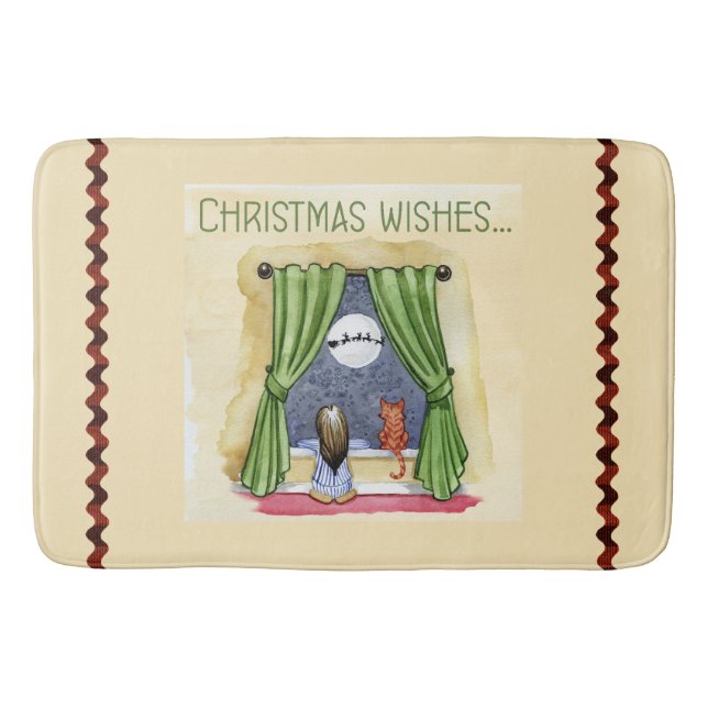 Alfombrilla De Baño Navidades desean navidades infantiles y gatos gato (Anverso)
