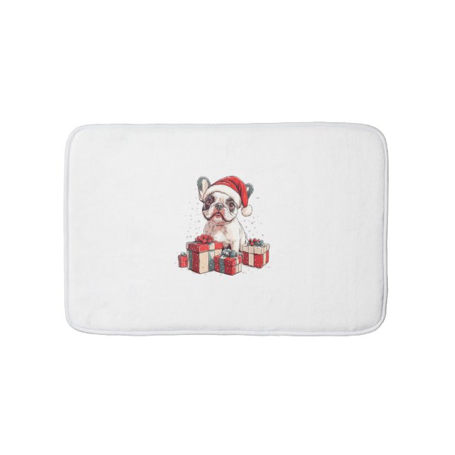 Alfombrilla De Baño Navidades divertidos de Santa Hat Frenchie (Anverso)