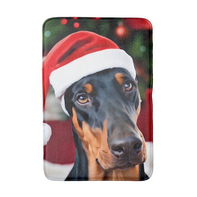 Alfombrilla De Baño Navidades Doberman (Frente vertical)