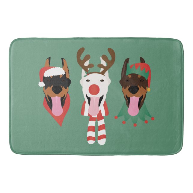 Alfombrilla De Baño Navidades Dobermann Dogs (Anverso)