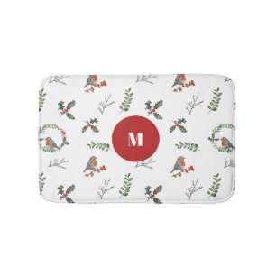 Alfombrilla De Baño Navidades estilo Robin inglés de acuarela