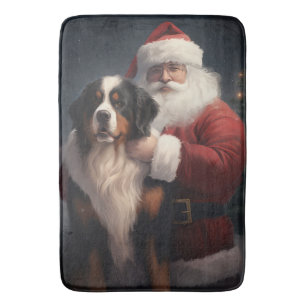 Alfombrilla De Baño Navidades festivos Bernese Mountain Dog Santa Clau