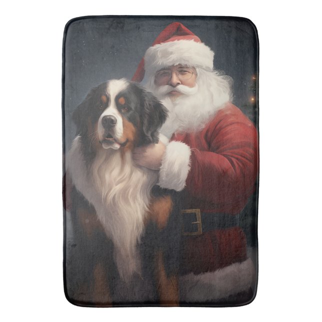 Alfombrilla De Baño Navidades festivos Bernese Mountain Dog Santa Clau (Frente vertical)