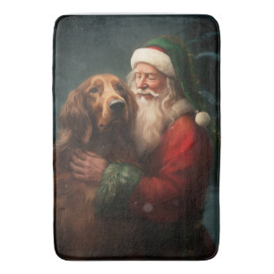 Alfombrilla De Baño Navidades festivos de la Red Setter Santa Claus de
