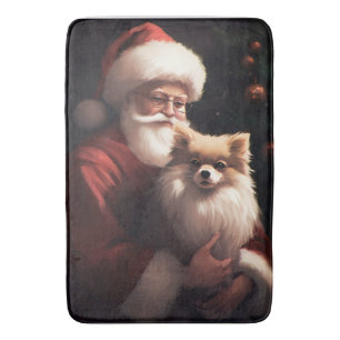 Alfombrilla De Baño Navidades festivos de Pomerania con Santa Claus