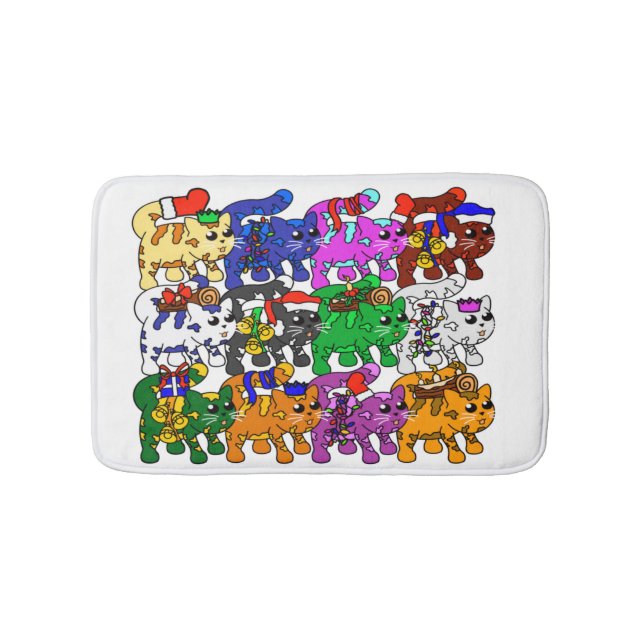 Alfombrilla De Baño Navidades festivos Jolly Meowy gatos (Anverso)