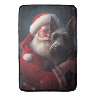 Alfombrilla De Baño Navidades festivos Scottish Terrier Santa Claus