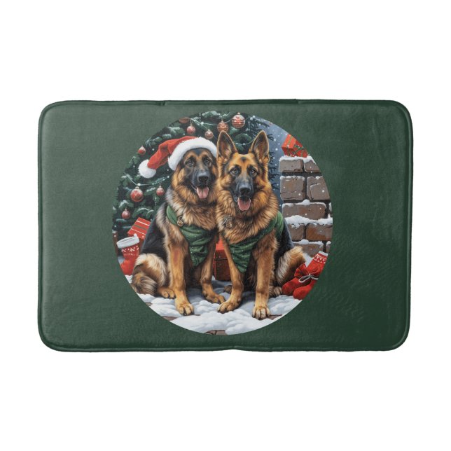 Alfombrilla De Baño Navidades German Shepherd Dogs (Anverso)