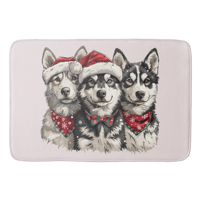 Alfombrilla De Baño Navidades Husky Dogs (Anverso)