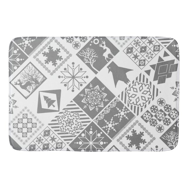 Alfombrilla De Baño Navidades impecables patchwork snowflake nieve cie (Anverso)