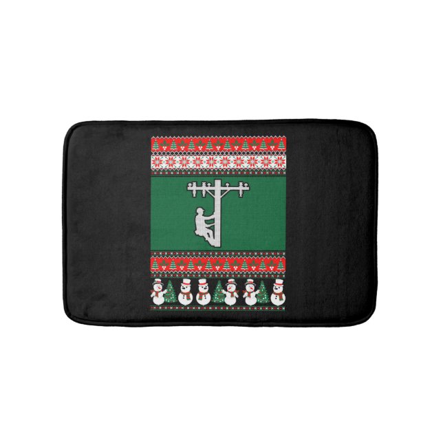 Alfombrilla De Baño Navidades Lineman Ugly Sweater (Anverso)