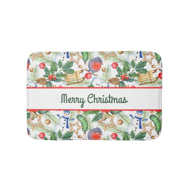 Alfombrilla De Baño Navidades navideños navideños Snowman, piñones, Ho (Anverso)