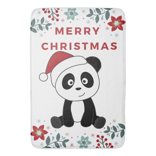 Alfombrilla De Baño Navidades Panda Nieve Animales De Invierno Pandas  (Frente vertical)
