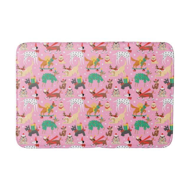 Alfombrilla De Baño Navidades perros con traje de vacaciones (Anverso)