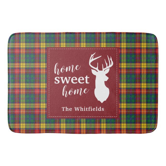 Alfombrilla De Baño Navidades personalizados Tartan Clan Buchanan Plai (Anverso)