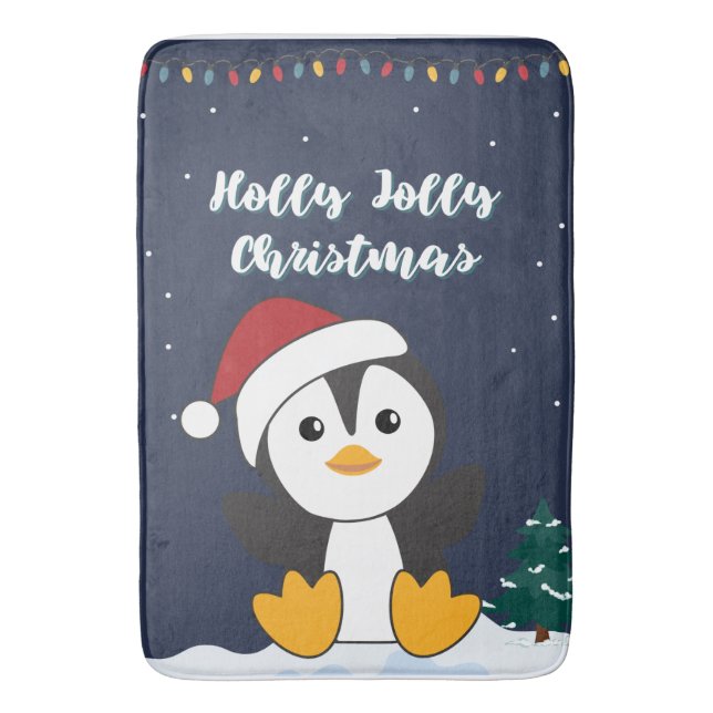 Alfombrilla De Baño Navidades pingüinos nevan animales de invierno pin (Frente vertical)