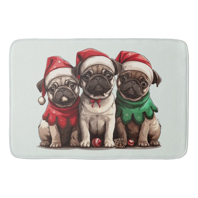 Alfombrilla De Baño Navidades Pug Dogs (Anverso)