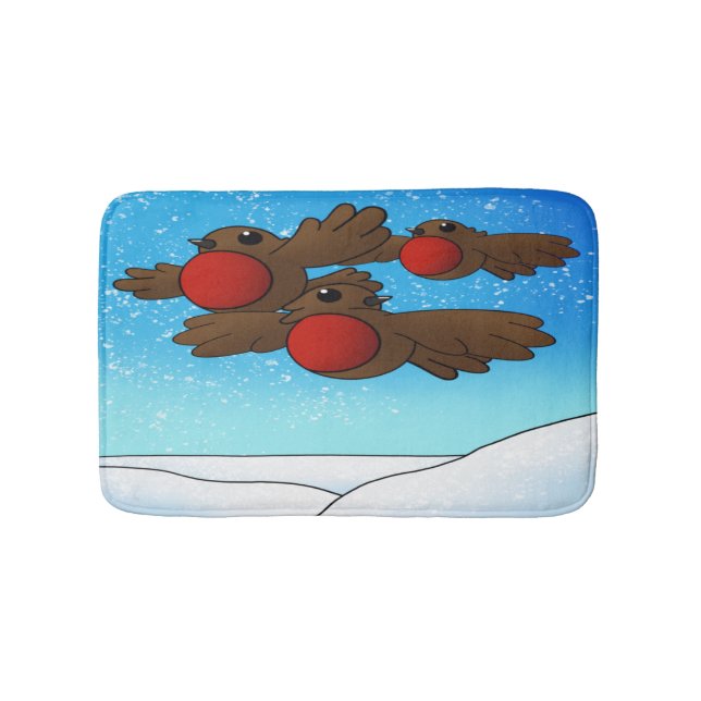 Alfombrilla De Baño Navidades Robin Birds (Anverso)