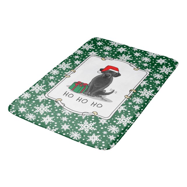 Alfombrilla De Baño Navidades Santa Black Labrador Retriever Cute (Angular)