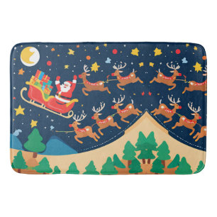 Alfombrilla De Baño Navidades Santa Reindeer Vienen A La Ciudad