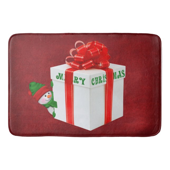 Alfombrilla De Baño Navidades Snowman con regalo (Anverso)