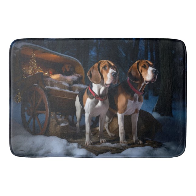 Alfombrilla De Baño Navidades Snowy Sleigh de Foxhound Inglés American (Anverso)