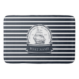 Alfombrilla De Baño Navy Blue Nautical Boat Personalizado