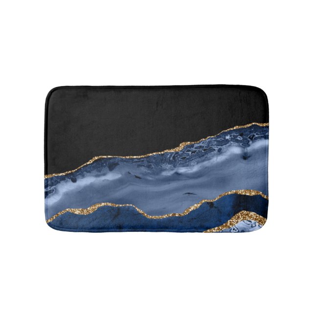 Alfombrilla De Baño Navy & Gold Agate Bath Mat (Anverso)