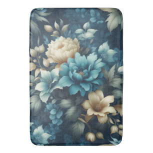 Alfombrilla De Baño Negrita en azul y deluxe crema florals